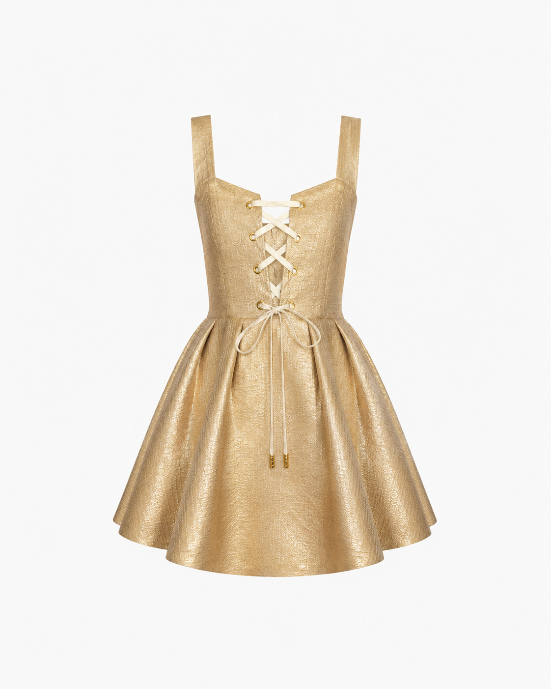 The Ethiquette Ariane robe jacquard Solea laçage cuir