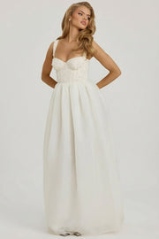 Oh Polly Delancey robe longue blanche perles corset