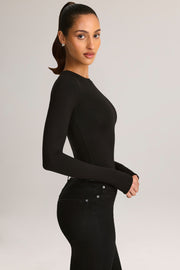 Oh Polly Ziva body manches longues col rond noir modal