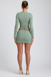 Oh Polly Cali 8640 mini jupe vert sauge froncée