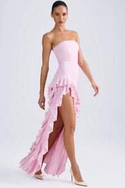 Oh Polly Diletta 8380 robe longue bustier rose volants