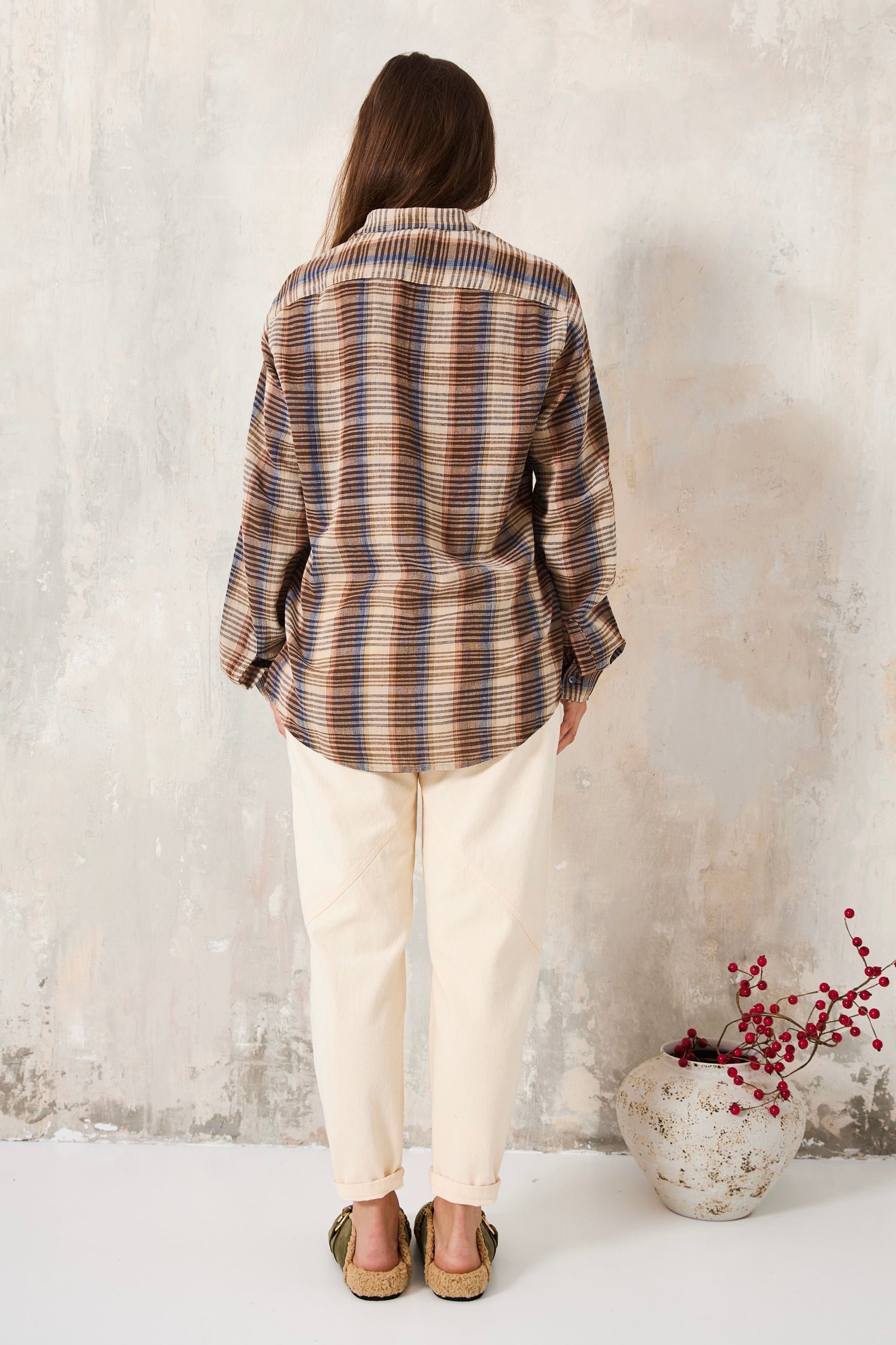 CHICOSOLEIL BOTEGA blouse coton beige stripe S