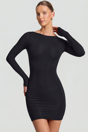 Oh Polly Lyla robe mini noire dos nu modal