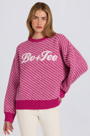 Oh Polly Knitwear Logo Pull Oversize Magenta