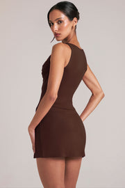 Oh Polly Tops haut marron chocolat col carré modal 16014