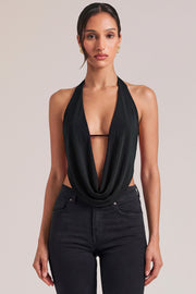 Oh Polly Tops Draped Cowl Top noir dos nu
