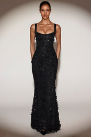 Oh Polly Embellished Vasanta robe corset noire sequins