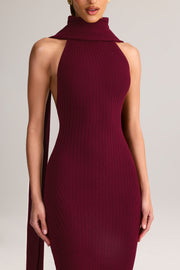 Oh Polly Dree robe maxi bordeaux col montant dos nu