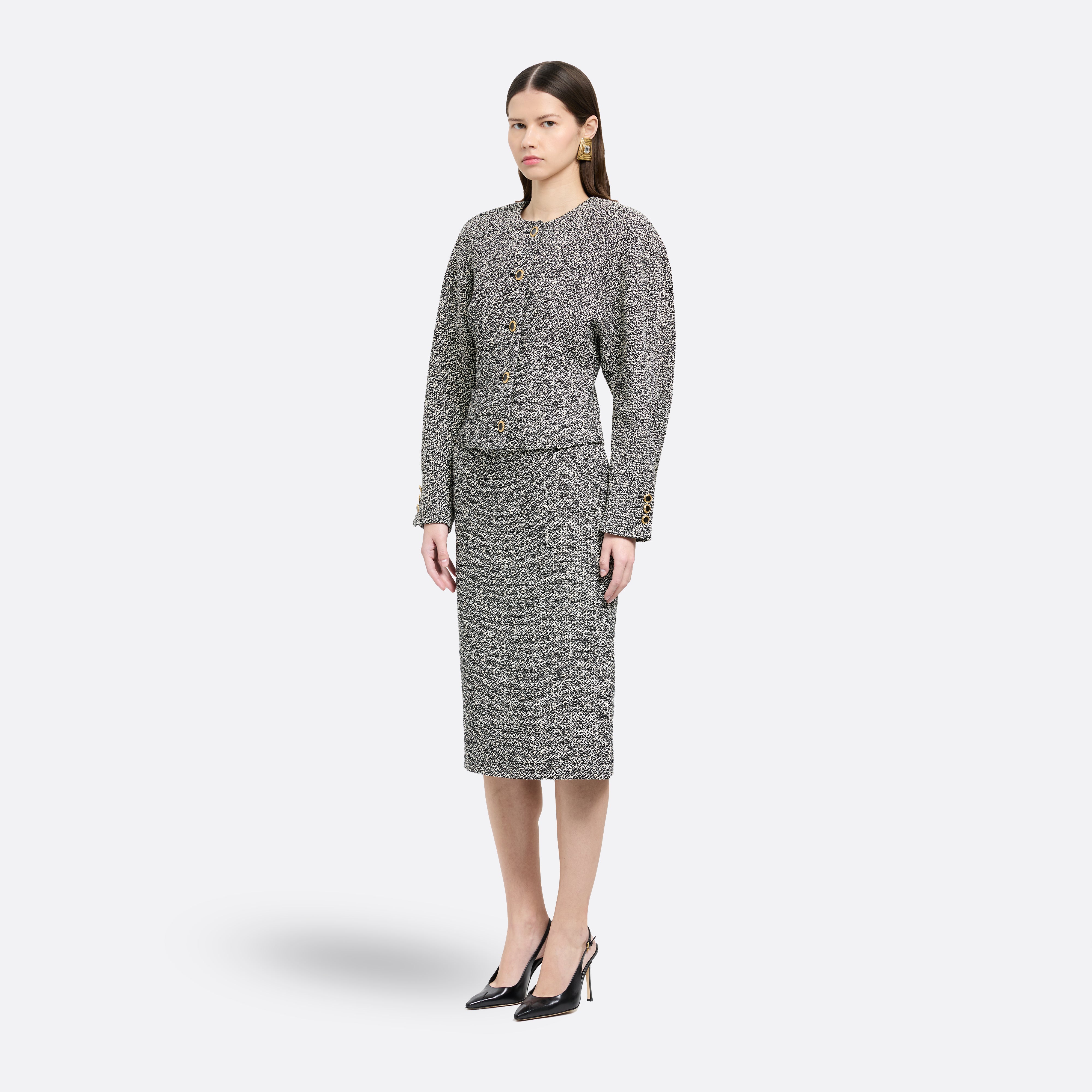 Alessandra Rich Skirts Melange Jupe crayon tweed à sequins