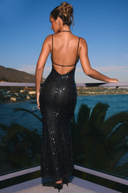 Oh Polly Embellished Joella robe maxi sequins noire