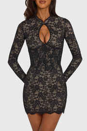 Oh Polly Dresses Zorra robe mini dentelle noire