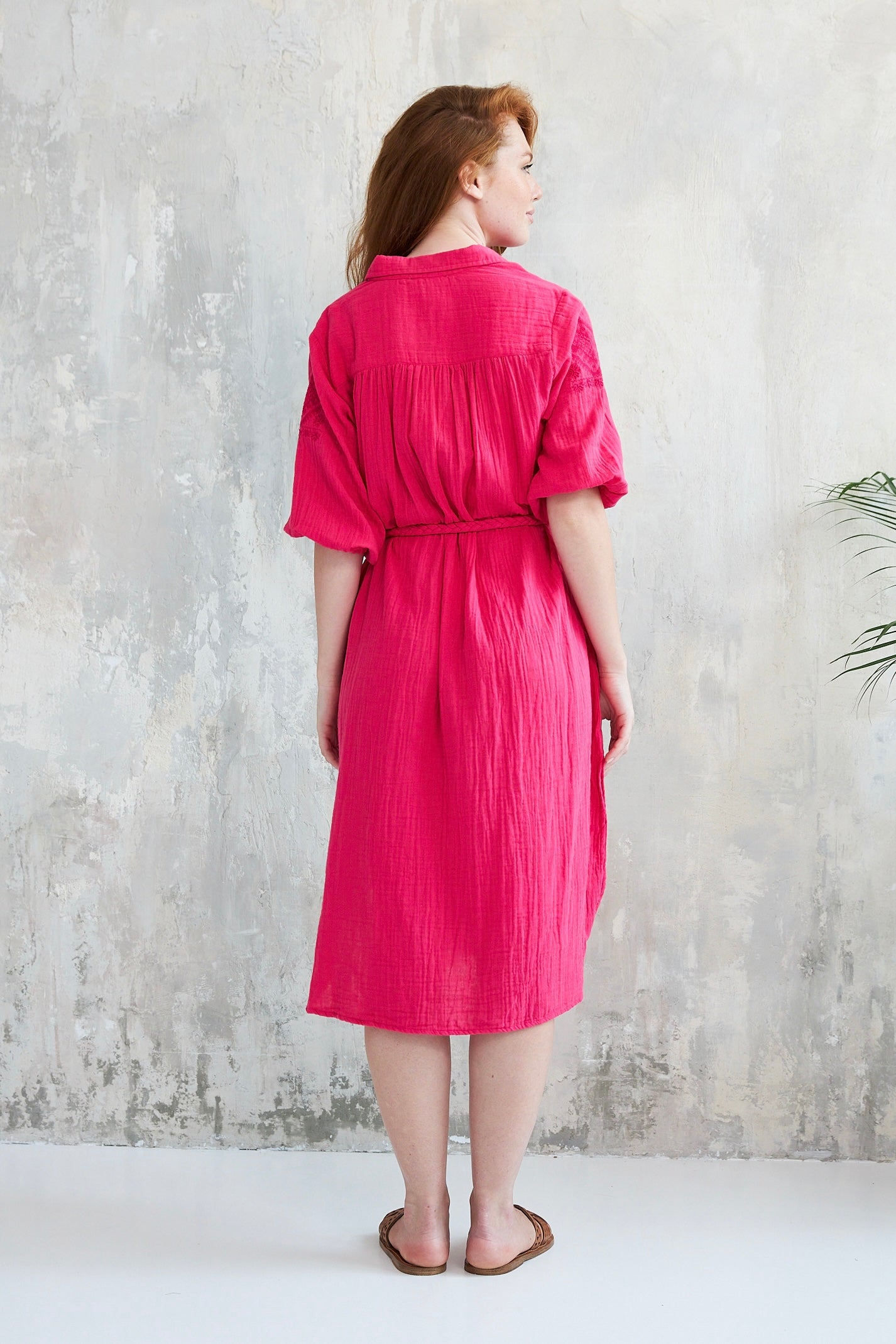 Chicosoleil Sheri robe midi rose bright gaze coton