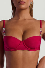 Oh Polly Maui Bas Bikini Rose Framboise Perles Cheeky