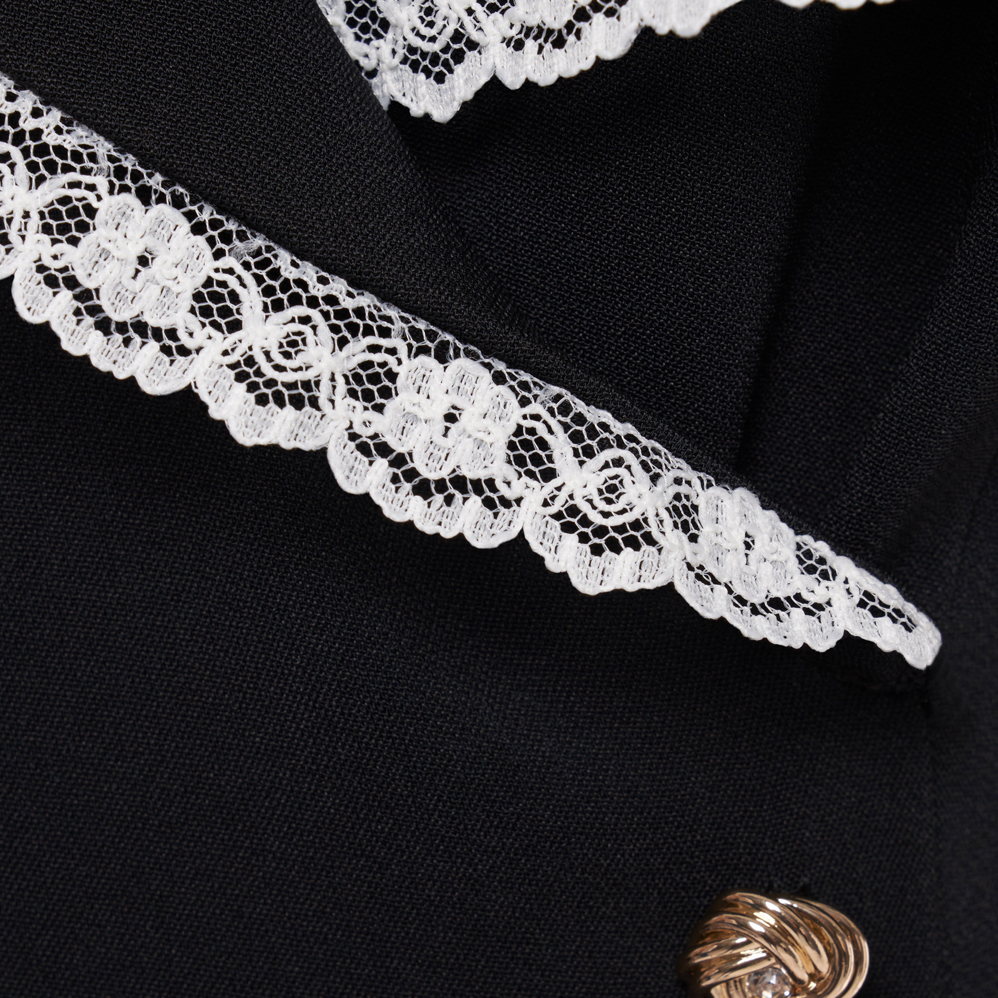 Alessandra Rich Cady Midi Dress Lace Trim robe noire 36