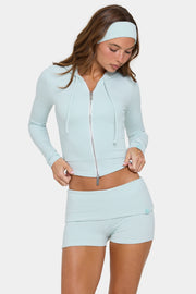 Oh Polly Short Mini Menthe Rayé Jersey Côtelé
