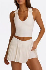 Oh Polly Bo+Tee polo crop top coconut respirant
