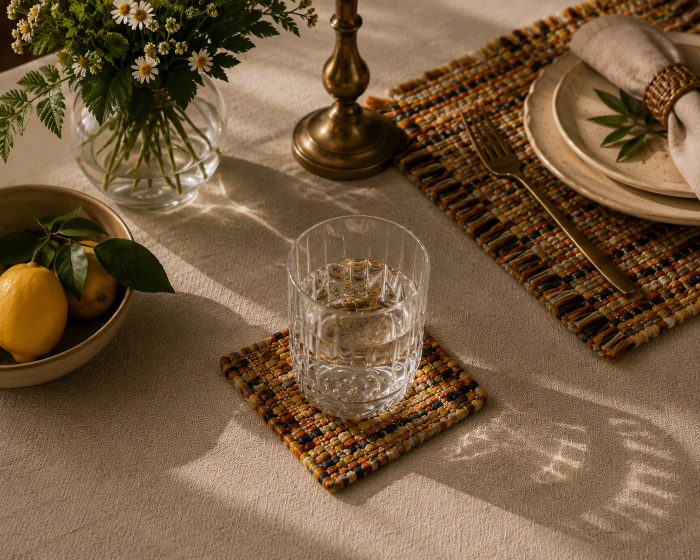 The Ethiquette Maison coaster tweed Saint Tropez 10x10