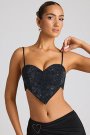 Oh Polly Syrene 8235 crop top noir cœur strass
