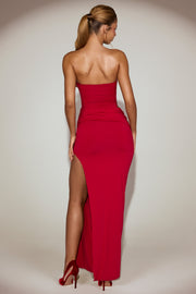 Oh Polly Zorya 15480 robe maxi rouge bandeau fendue