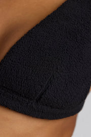 Oh Polly bralette col V polaire noire bretelles réglables