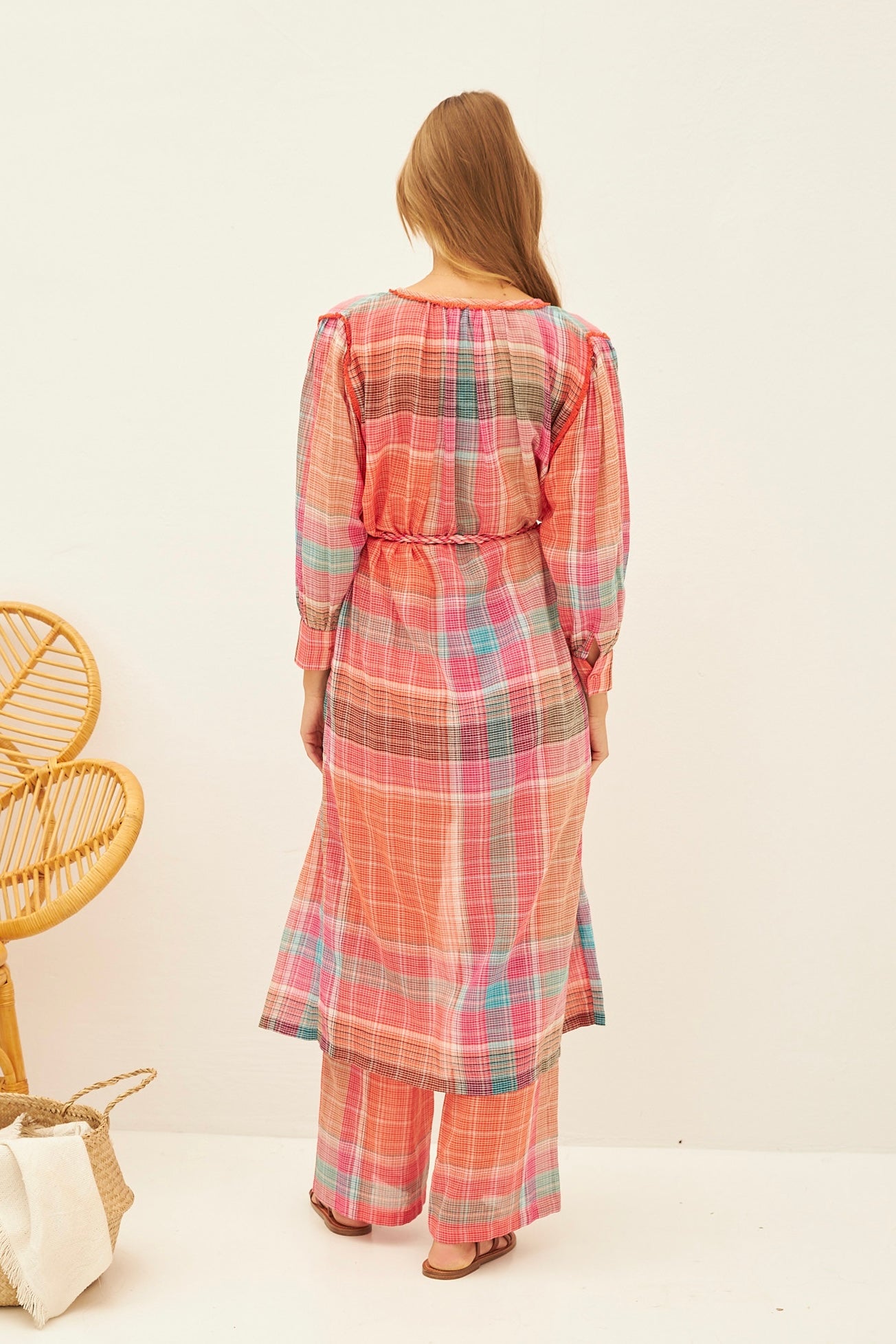 Chicosoleil Juliette robe longue madras orange