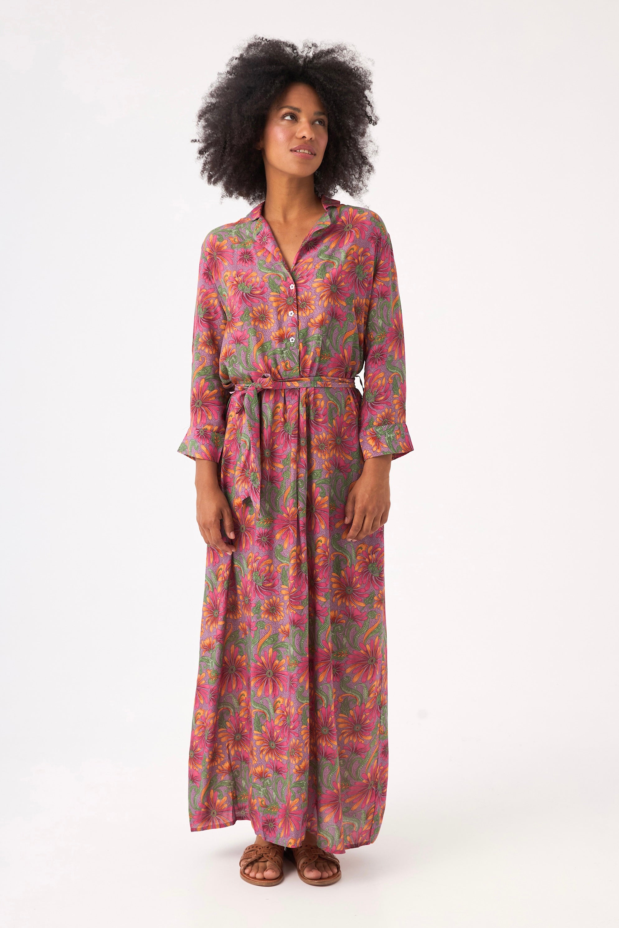 ChicoSoleil Colette robe chemise satin fleur de satin