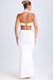Oh Polly Zweena 10322 Jupe Maxi Blanche Fente Taille Mi-Haute