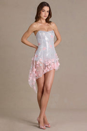 Oh Polly 15752 mini robe corset argent fleurs tulle