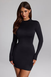 Oh Polly Luanni Backless Mini Dress robe noire jersey dos nu