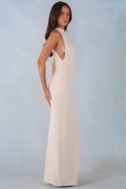Oh Polly Dresses Modal robe maxi licou ivoire