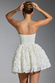 Oh Polly Embellished Evanthe 8064 robe mini corset blanc fleurs