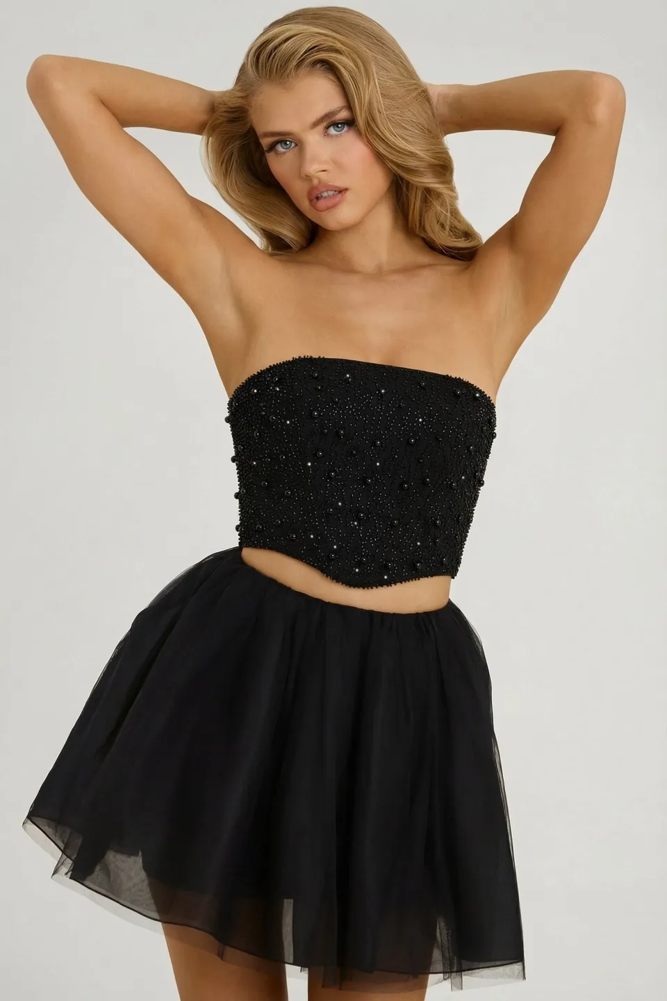 Oh Polly Skirts Mini Jupe Tulle Noir Organza 82 cm