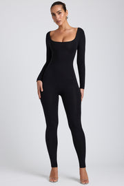 Oh Polly 8122 combinaison noire modal petite dos croisé