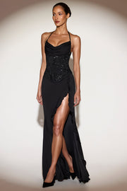 Oh Polly Miravie 15273 Robe Longue Noire à Sequin
