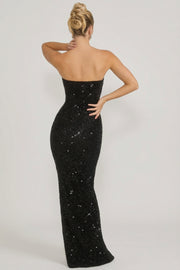 Oh Polly Embellished Kaleena robe bustier sequins noire