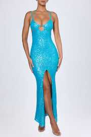 Oh Polly Embellished Joella robe maxi turquoise sequins