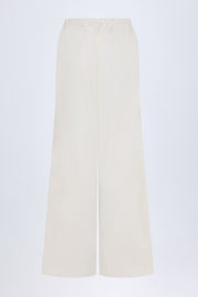 Oh Polly Dalila Pantalon Large Blanc Coton Poplin Poches