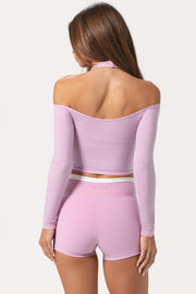 Oh Polly Tops Top Jersey Épaules Dénudées Rose Sweet Pink