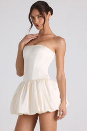 Oh Polly Fabiola robe mini corset ivoire satin stretch