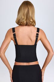 Oh Polly Tallie top corset noir à agrafes