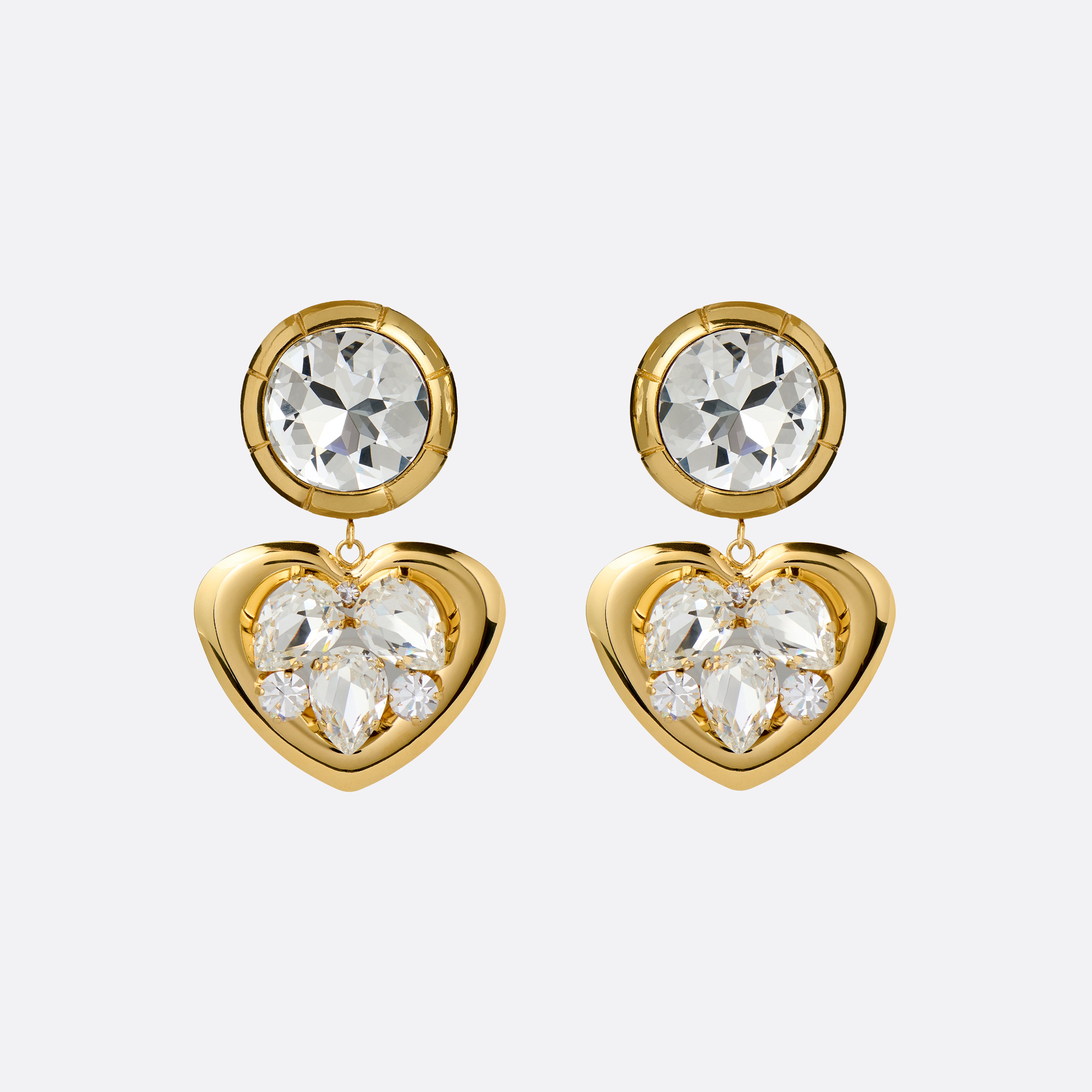Alessandra Rich Jewellery boucles d'oreilles cristal cœur doré OS