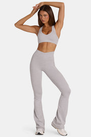 Oh Polly Bo+Tee Soft Active legging flare gris chiné taille V