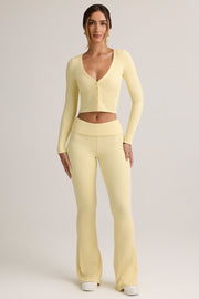 Oh Polly Jules pantalon flare jaune taille rabattue modal