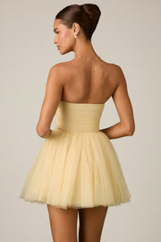 Oh Polly Dottie robe mini corset tulle jaune bustier