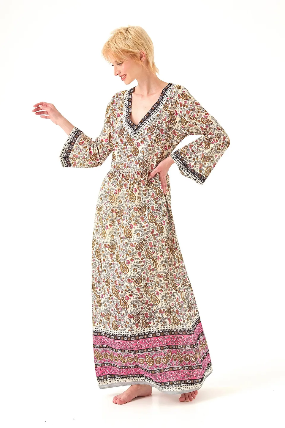 Chicosoleil Monika robe longue rose mandala coton
