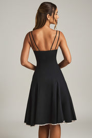 Oh Polly Mallory robe midi noire à nœuds coton