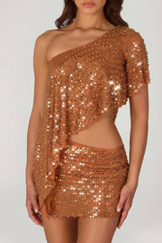 Oh Polly Embellished Haut Callista Bronze Strass Asymétrique