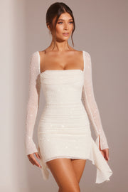 Oh Polly Embellished Ferrara robe mini perles blanche