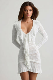 Oh Polly Dresses Jolessa mini robe coconut pointelle volants