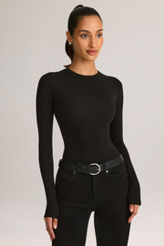 Oh Polly Ziva body manches longues col rond noir modal